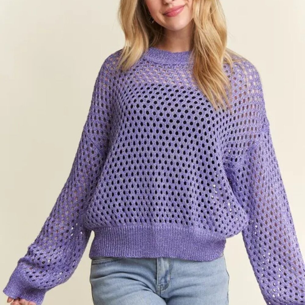 ✨NWT ADORA Round Neck Lurex Crochet Top